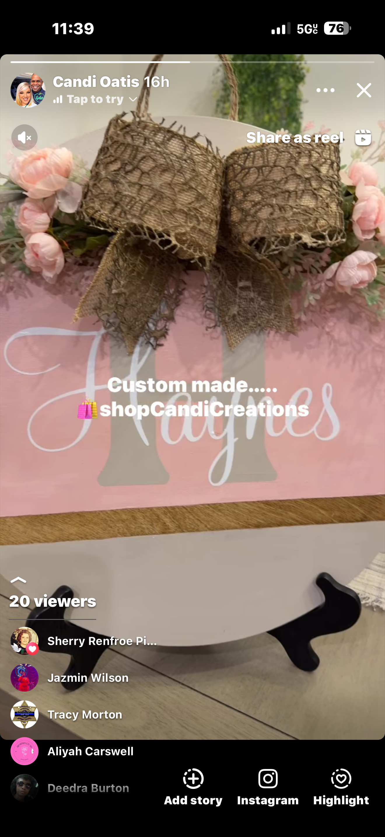 Pink and white with Initial