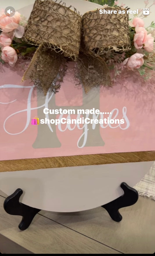 Pink and white with Initial